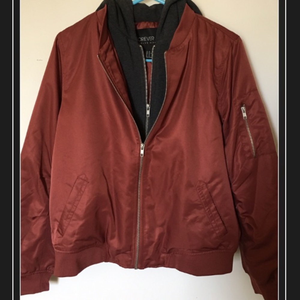 Forever 21 Plus Size Hooded Bomber Jacket